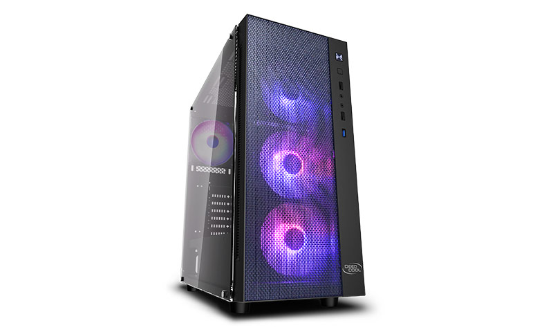 Корпус Deepcool Matrexx 55 Mesh ADD-RGB 4F, ATX, Midi-Tower, USB 3.0, RGB подсветка, черный, без БП (DP-ATX-MATREXX55-MESH-AR-4F)