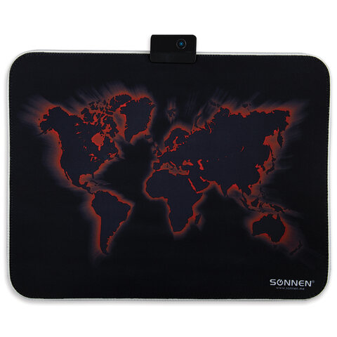

Коврик для мыши Sonnen LIGHTING, игровой, RGB, 350х270х4мм, черный (513316), LIGHTING