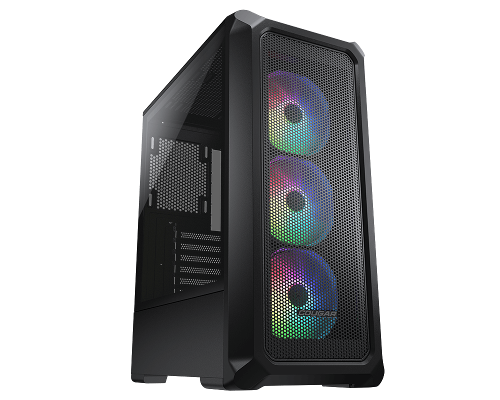 Корпус COUGAR Archon 2 Mesh RGB, ATX, Midi-Tower, 2xUSB 3.0, RGB подсветка, черный, Без БП (CGR-5CC5B-MESH-RGB)