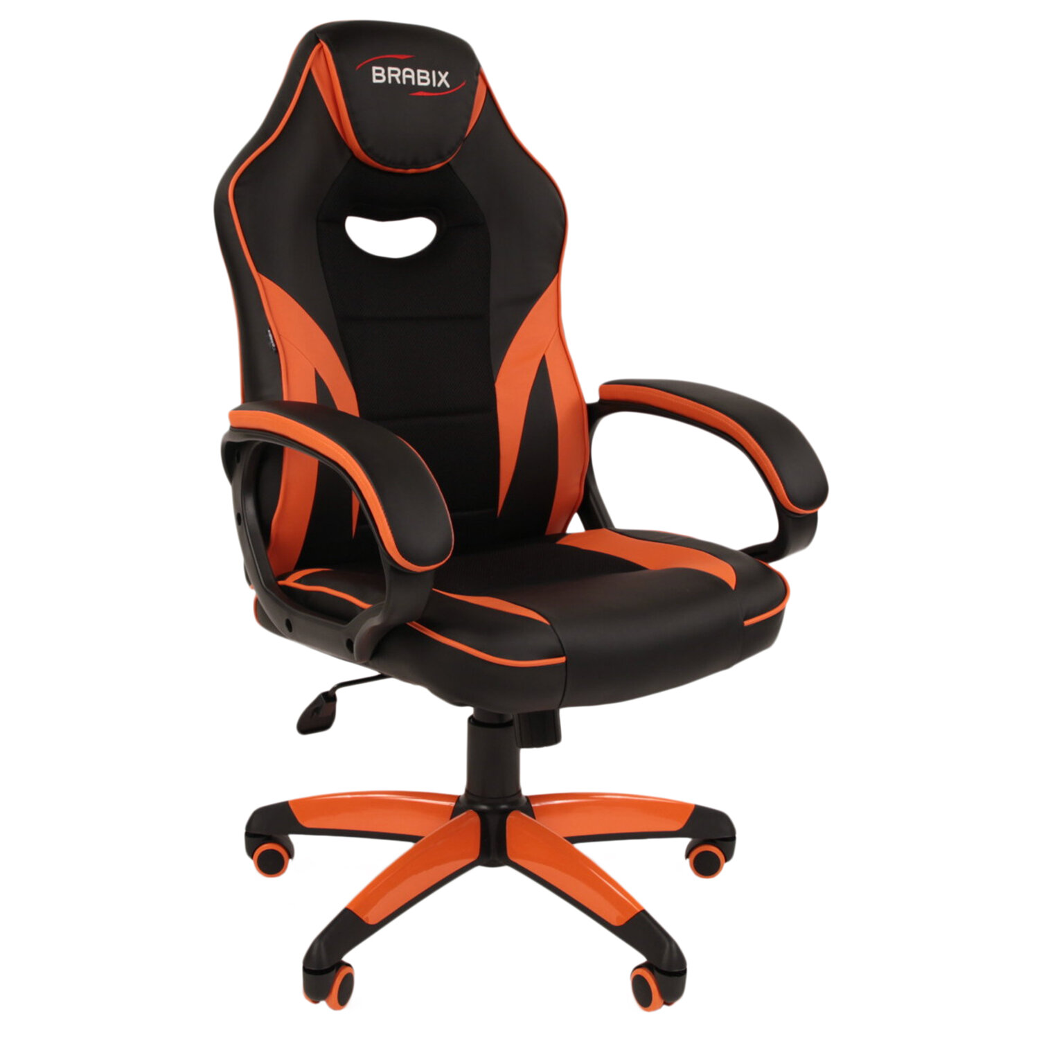 Кресло игровое Brabix Accent GM-161, черный/оранжевый (7083505)