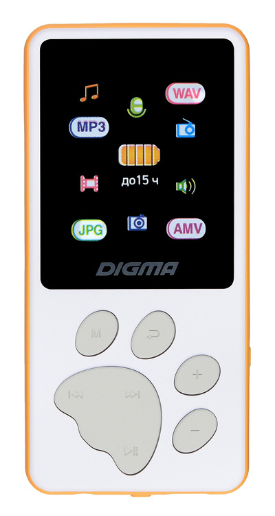 Плеер Digma S4 8Gb, белый/оранжевый