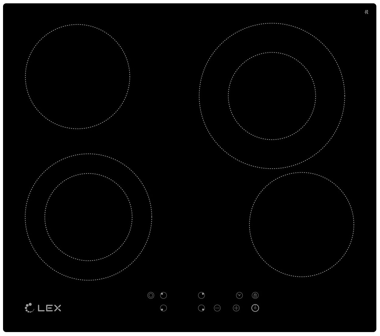 

Электрическая варочная панель Lex EVH 642-1 BL, 4 конфорки, черный (CHYO000192), Черная, EVH 642-1 BL