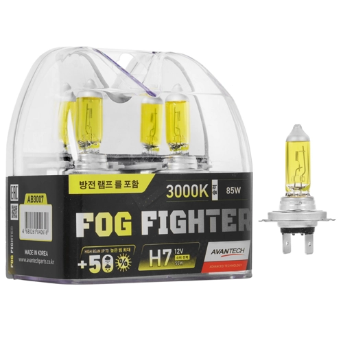 

Лампа автомобильная галогенная Avantech Fog Fighter, 55Вт, 12В, H7, 3000K, 2шт. (AB3007)