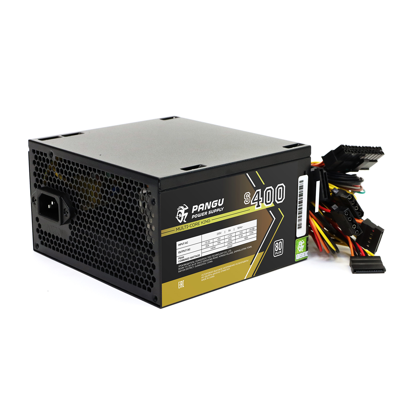 

Блок питания 400 Вт ATX Pangu S400, 120 мм, 80 Plus (S400), Черный, S400