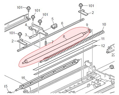 Вал очистки ленты переноса Ricoh оригинальный для Ricoh Aficio 551/700, MP6000 (D0623925)