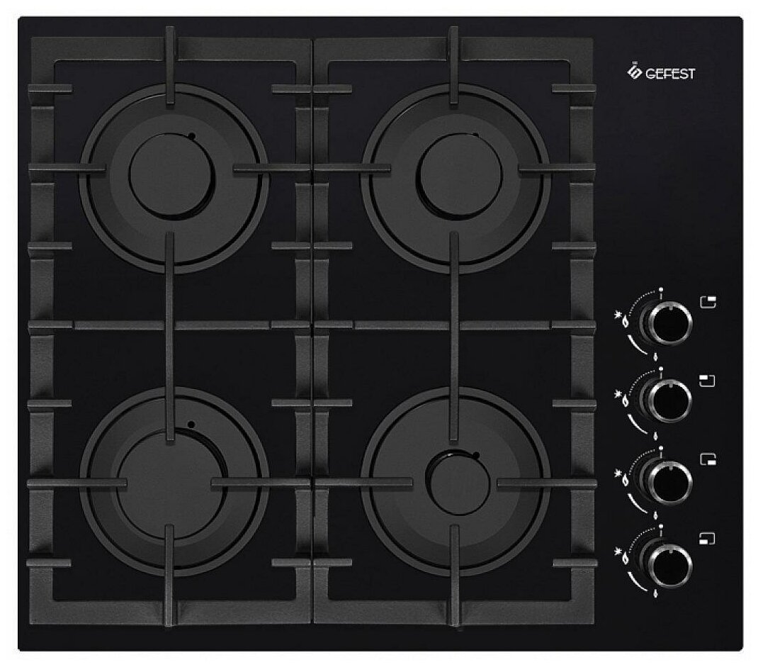 Газовая варочная панель GEFEST СГ СВН 2230 К3 4 конфорки, черный