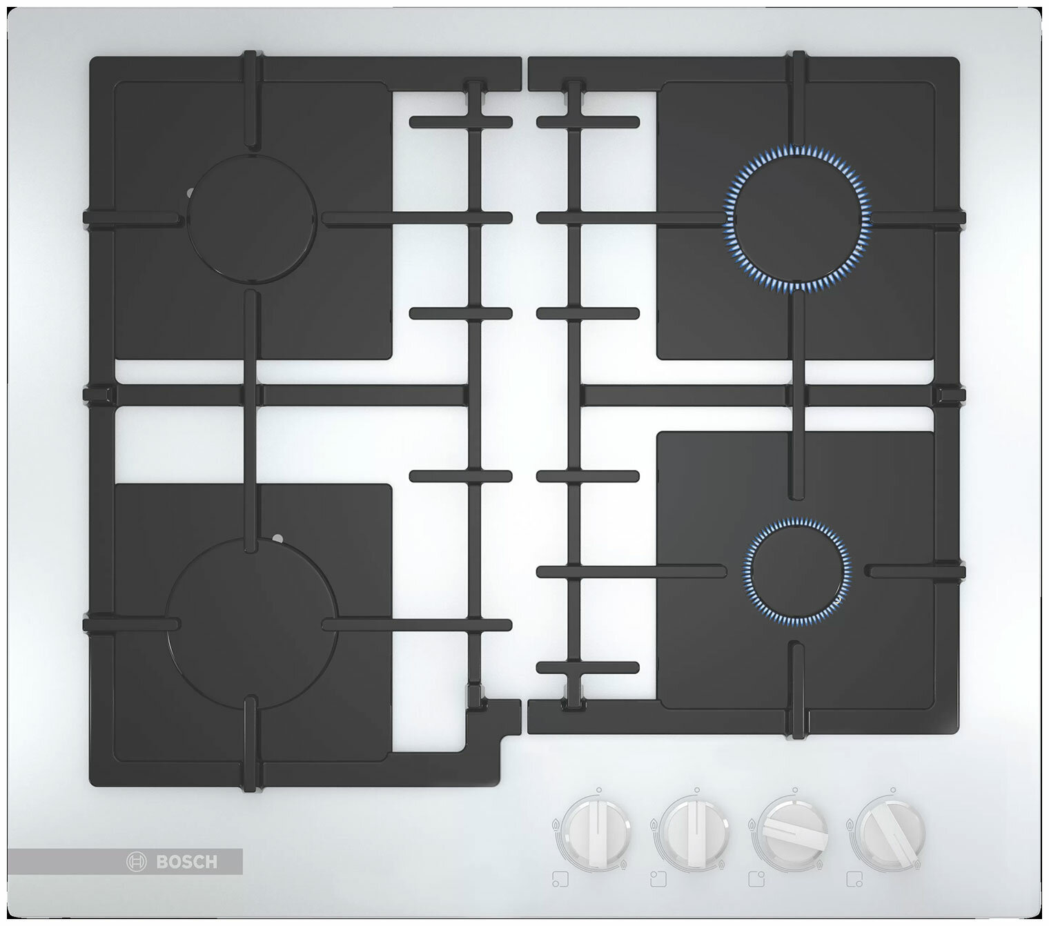 

Газовая варочная панель Bosch Serie 4 PNP6B2B92R, 4 конфорки, белая (PNP6B2B92R), PNP6B2B92R