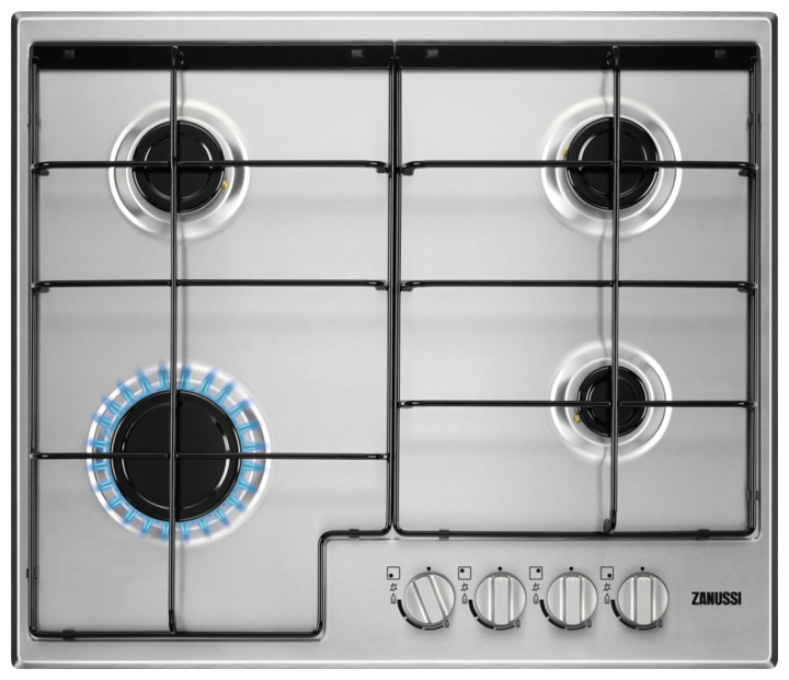 

Газовая варочная панель Zanussi GPZ262SS, 4 конфорки, серебристая (GPZ262SS), GPZ262SS