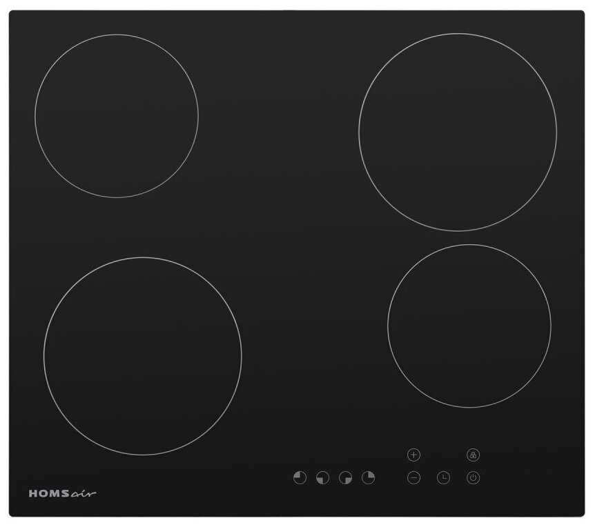 

Электрическая варочная панель HOMSAir HV64BK 4 конфорки, черный (HV64BK), Черная, HV64BK