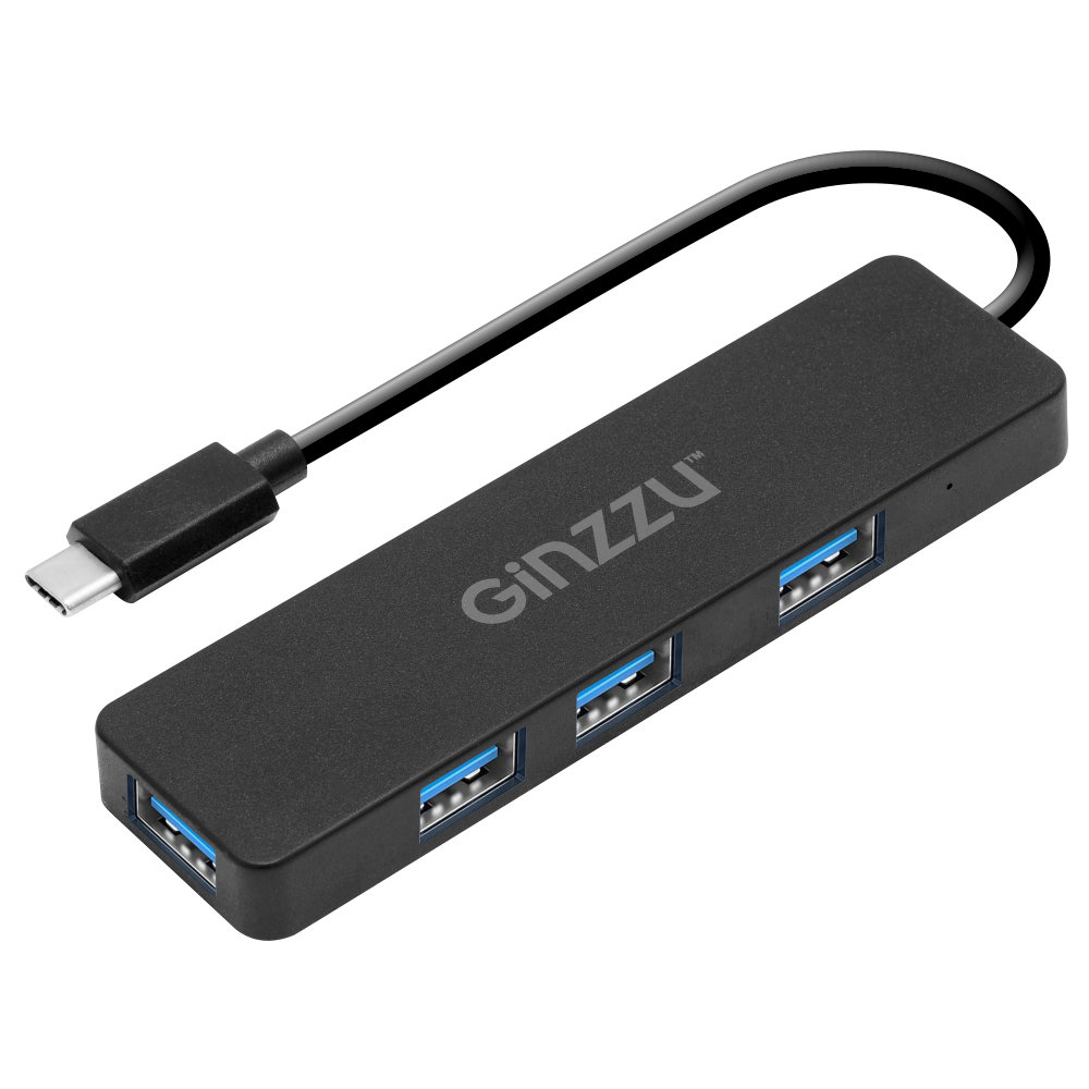 Концентратор Ginzzu GR-791UB, 4xUSB 3.0, черный