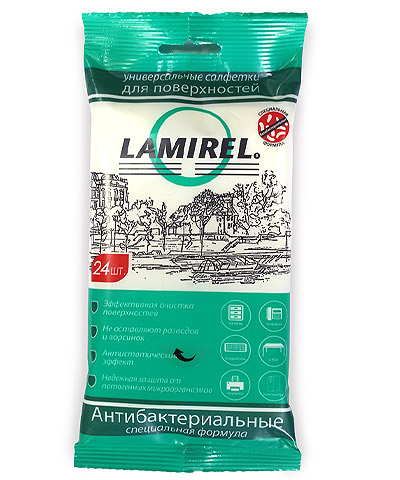 Салфетки влажные антибактериальные 24 шт. для поверхностей LA-61617 Lamirel