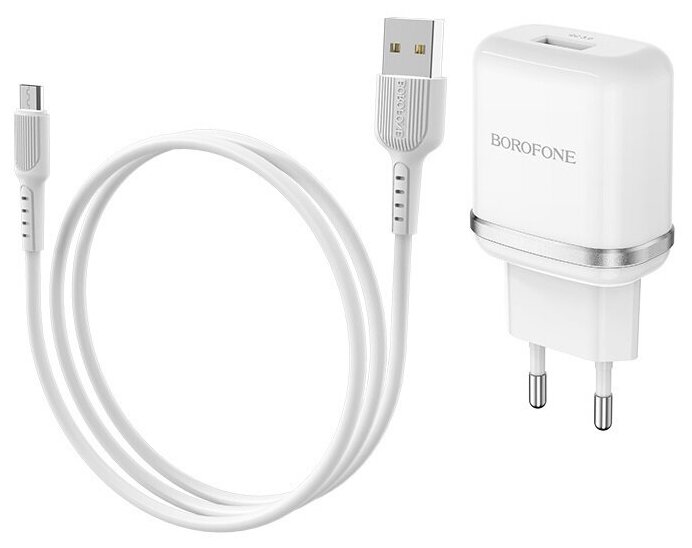 

Сетевое зарядное устройство Borofone High BA36A, 18 Вт, USB, USB Type-C, Quick Charge, 3А, белый (6931474715999), кабель microUSB, BA36A