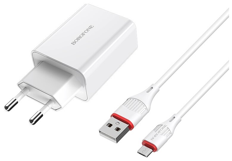 

Сетевое зарядное устройство Borofone BA21A 15W, 1USB, Quick Charge, 3A, белый, BA21A