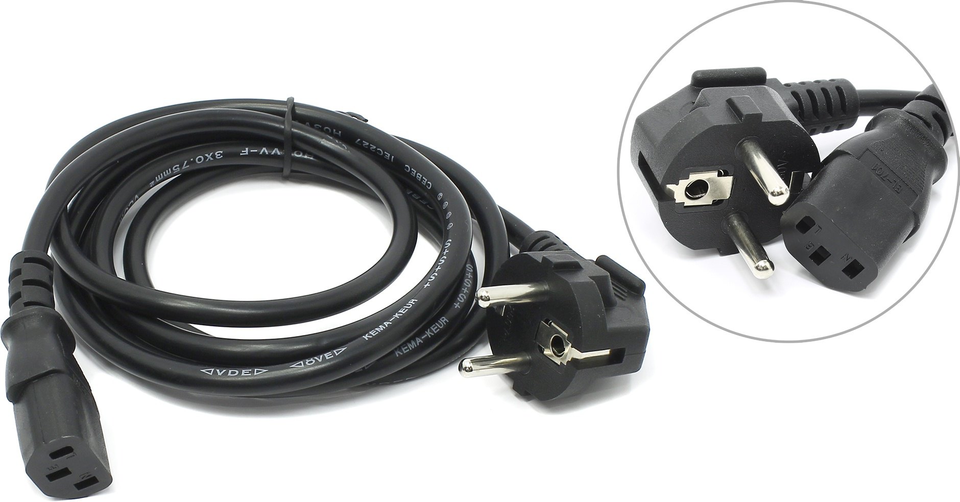 

Кабель питания IEC-320-C13-Schuko (Euro)(M), 6A, 220В, 3м, черный VCOM (CE021-CU0.75EURO-3м)