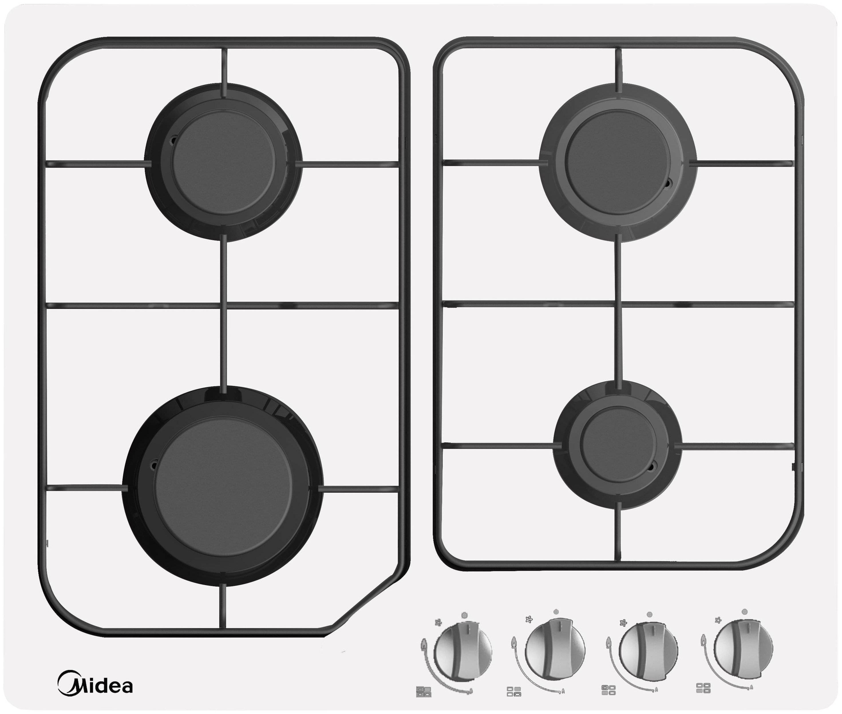 

Газовая варочная панель Midea MG640W 4 конфорки, белая (MG640W), MG640W