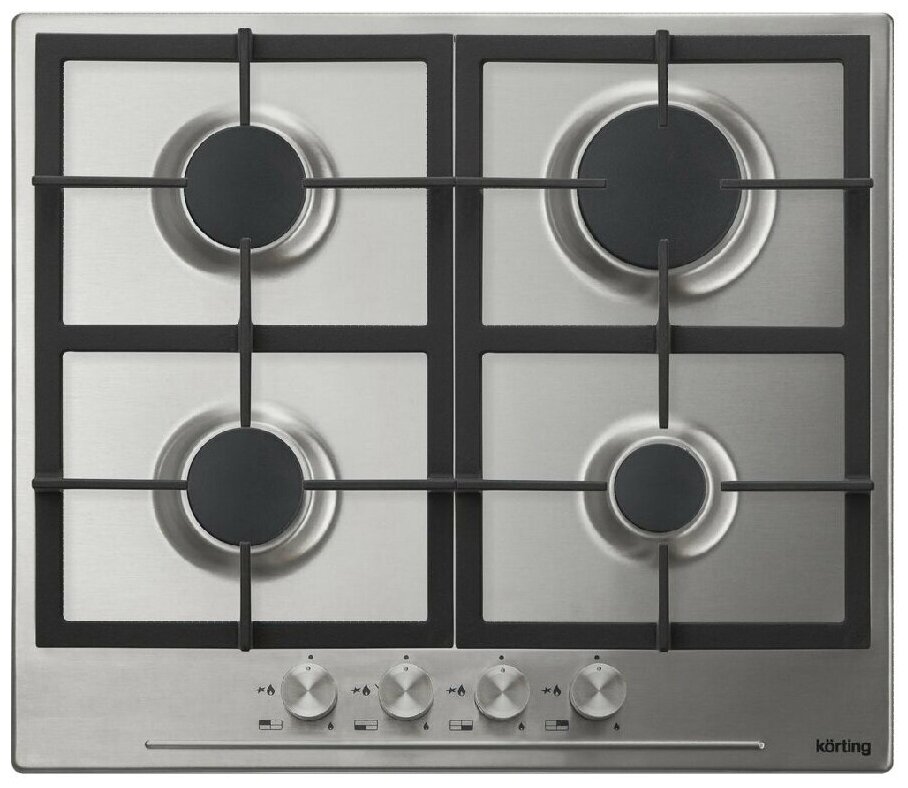 

Газовая варочная панель Korting HG 665 CX, 4 конфорки, серебристая (HG 665 CX), HG 665 CX