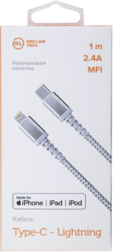 

Кабель USB Type-C-Lightning 8-pin, 1м, серебристый Red Line (УТ000018477)