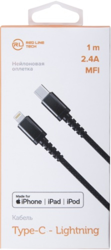 

Кабель USB Type-C-Lightning 8-pin, 1м, черный Red Line (УТ000018478)