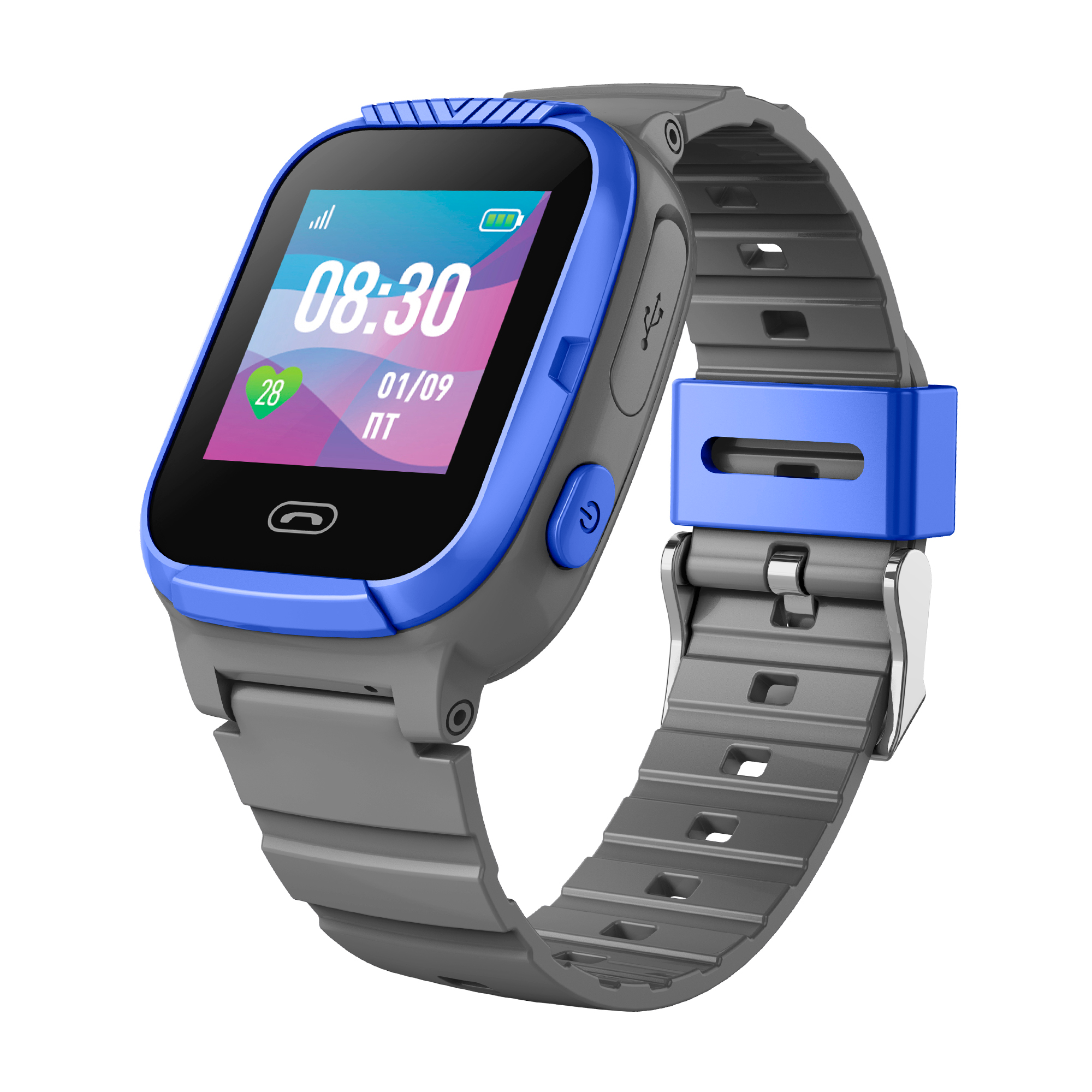 

Умные часы детские Jet Kid Tiny, 1.2" TFT, серый/синий (4607811644087), Tiny