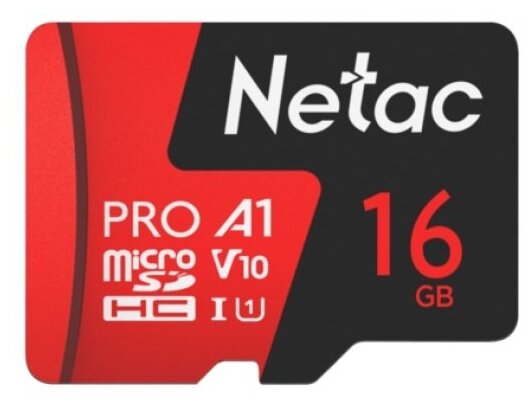 Карта памяти 16Gb microSDHC Netac P500 Extreme Pro Class 10 UHS-I U1 V10 адаптер NT02P500PRO-016G-R 315₽