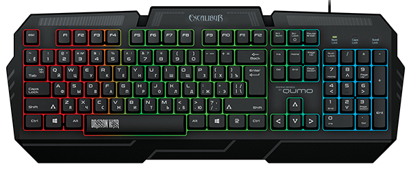 

Клавиатура проводная Qumo Excalibur K67, мембранная, подсветка, USB, черный (32974), Excalibur K67