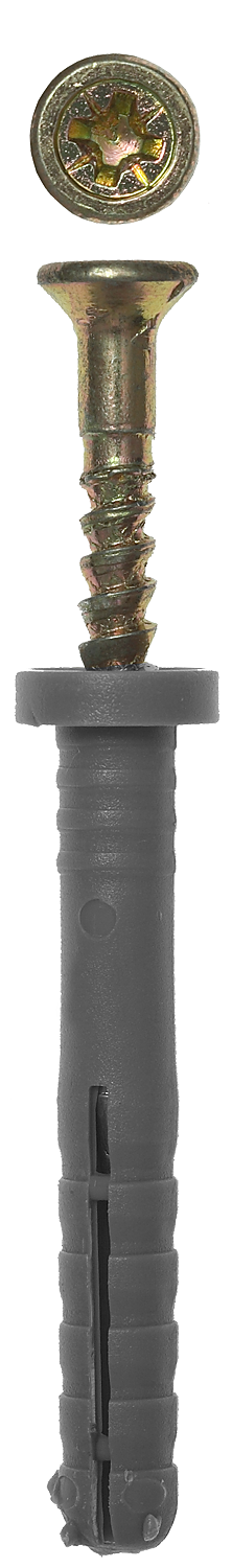 Дюбель-гвоздь 8 мм x 12 см, полипропилен, с цилиндрическим бортиком, 2 шт., ЗУБР (4-301366-08-120)