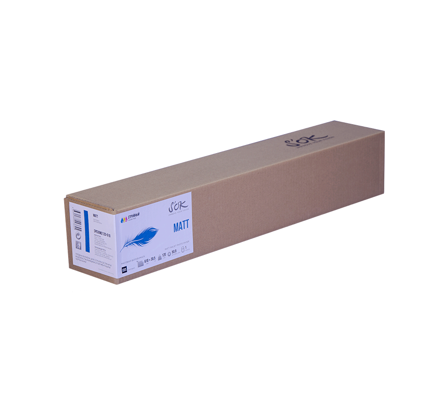 

Бумага рулон 24"(610мм) x 30.5 м, втулка 2" (50.8мм), 120 г/м², матовая, S'OK (SP030M2120-610)