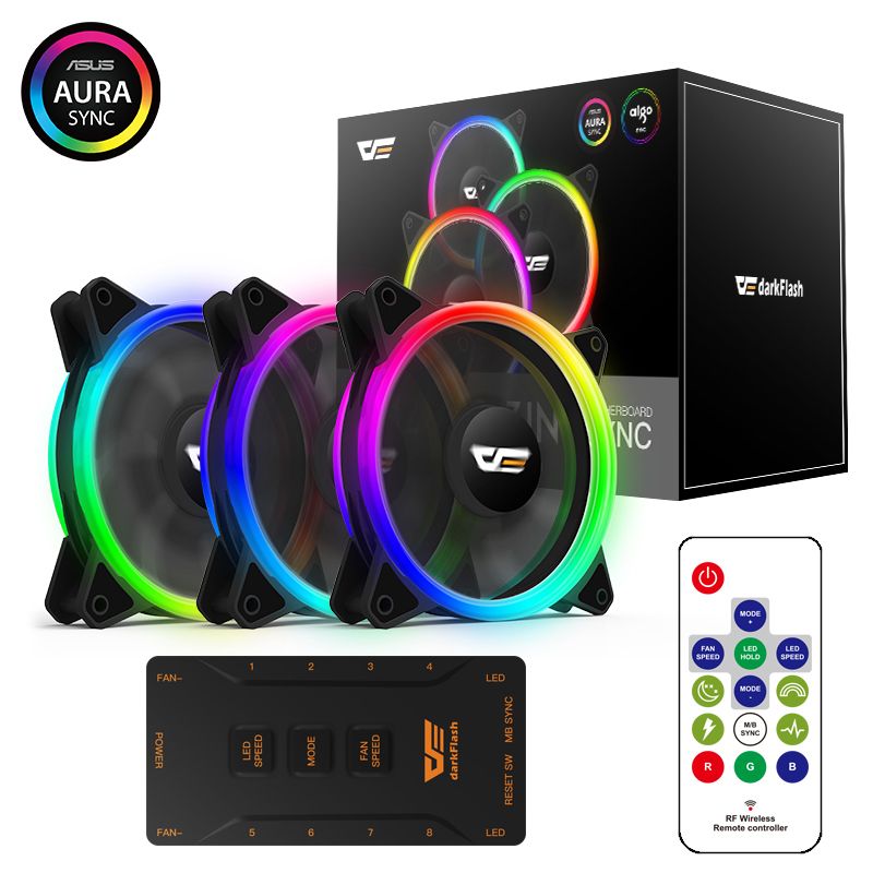 

Набор из 3 вентиляторов darkFlash DR12 PRO, 120мм, 1200rpm, 16 дБ, 6-pin, ARGB, DR12 PRO