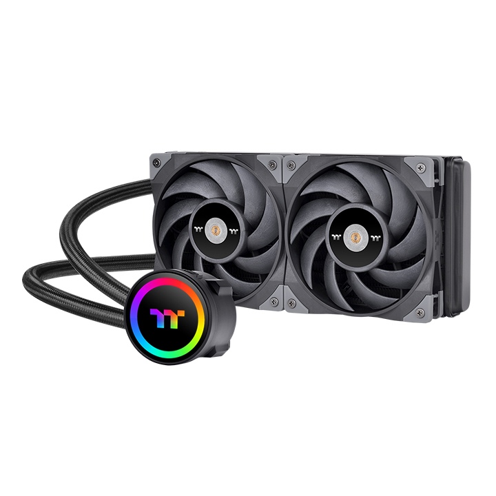 

Жидкостное охлаждение Thermaltake TOUGHLIQUID 240 ARGB Sync для Socket 115x/2066/2011/2011-3/1200/1700/AM4/AM3/AM3+/FM1/AM2+/FM2/FM2+, 2x120мм (CL-W319-PL12BL-A), TOUGHLIQUID 240 ARGB Sync