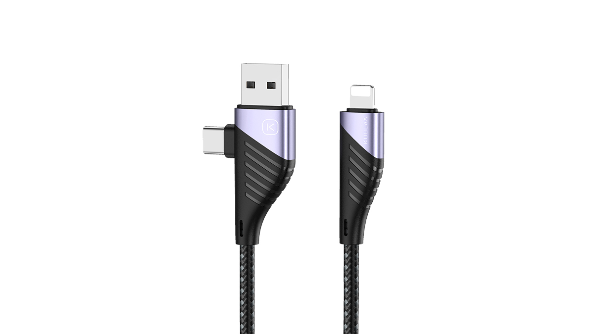 

Кабель USB 2.0(Am)+USB Type-C(m)-Lightning 8-pin(m) быстрая зарядка, 1.2м, черный KUULAA (KL-X48)