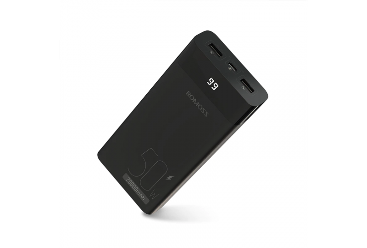 

Портативный аккумулятор (Powerbank) Romoss PPD20, 20000mAh, 2xUSB, 3A, Type-C, QC, PD, черный, PPD20