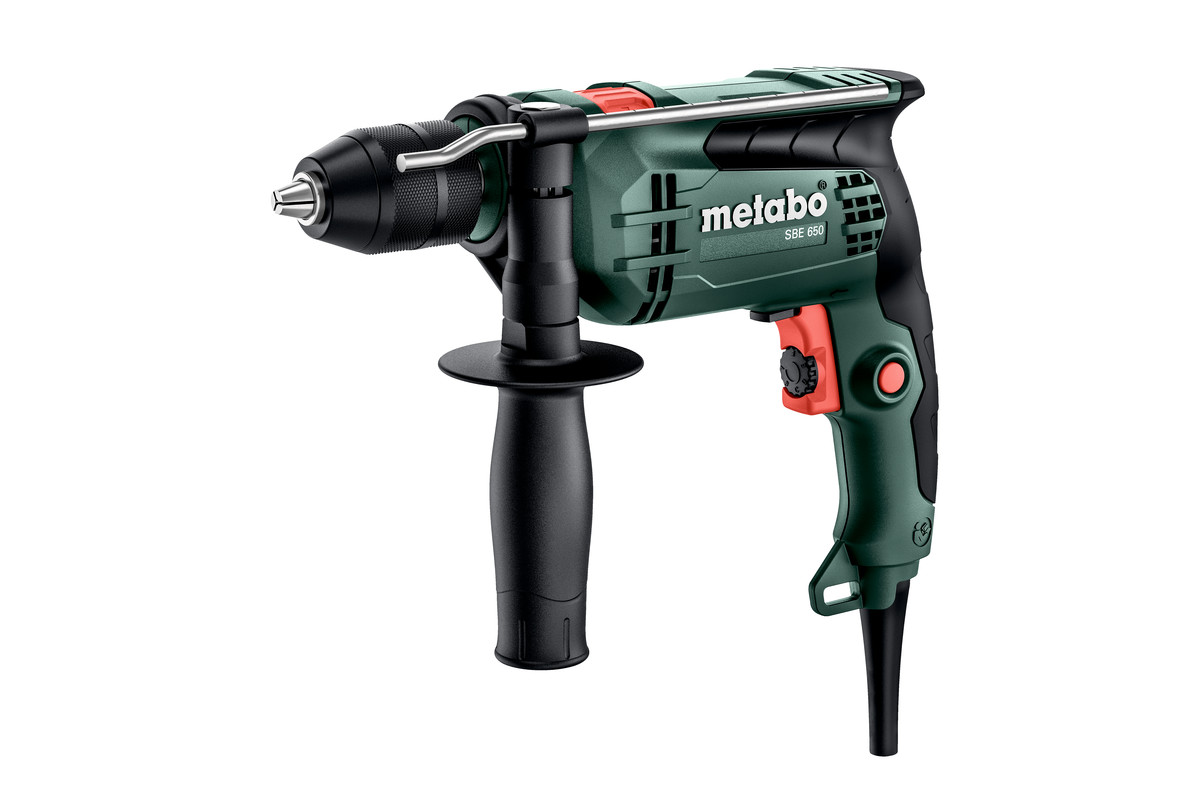 Дрель Metabo SBE 650, сетевая, 650Вт, 1500 об/мин, ударная, быстрозажимной патрон, кейс, 1.8кг (600742500)