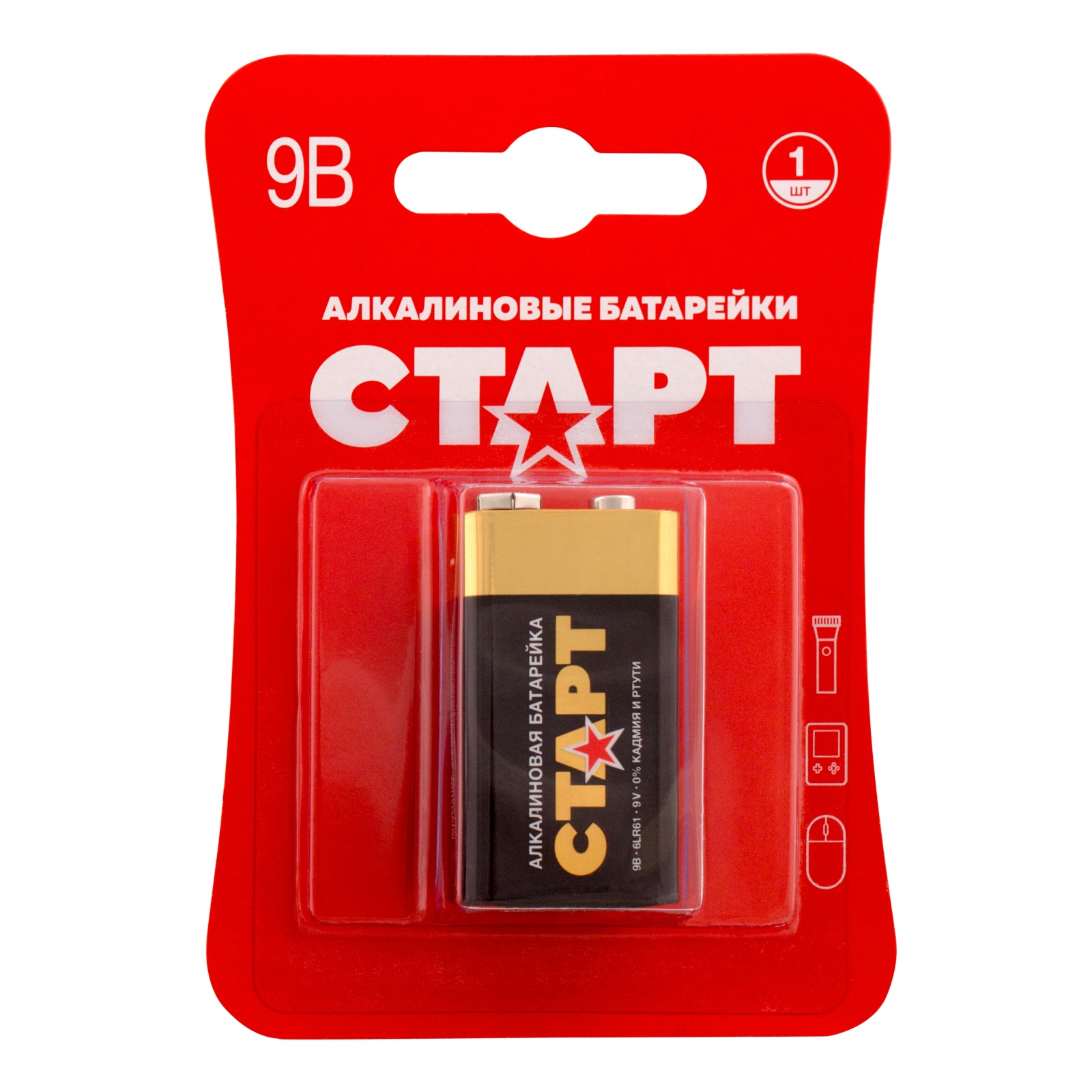 

Батарея СТАРТ крона (6LR61/6LF22/1604A), 9V, 1шт. ( 6LR61-BL1)