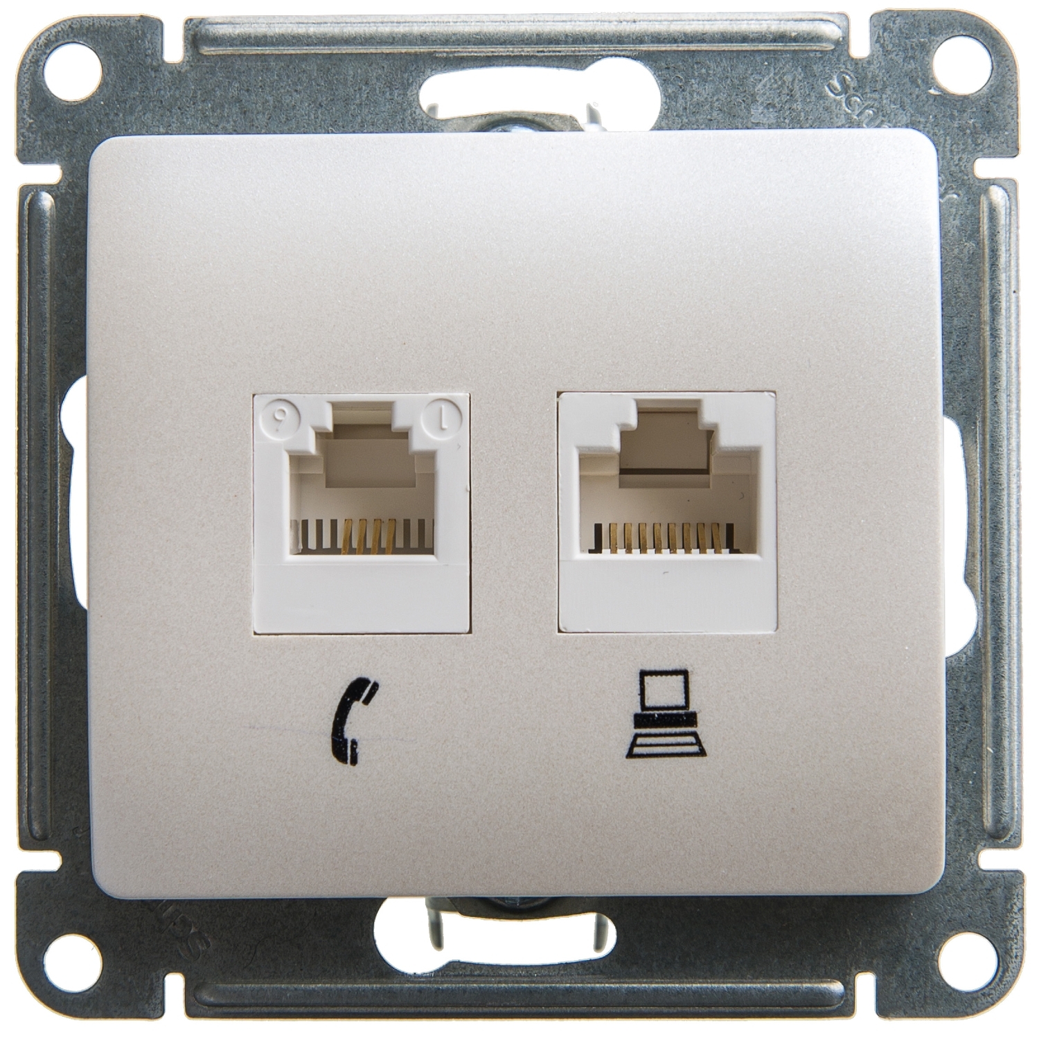 

Розетка RJ-45 скрытый монтаж категория 5e, механизм без рамки, перламутр, Schneider Electric GLOSSA (GSL000685KK)