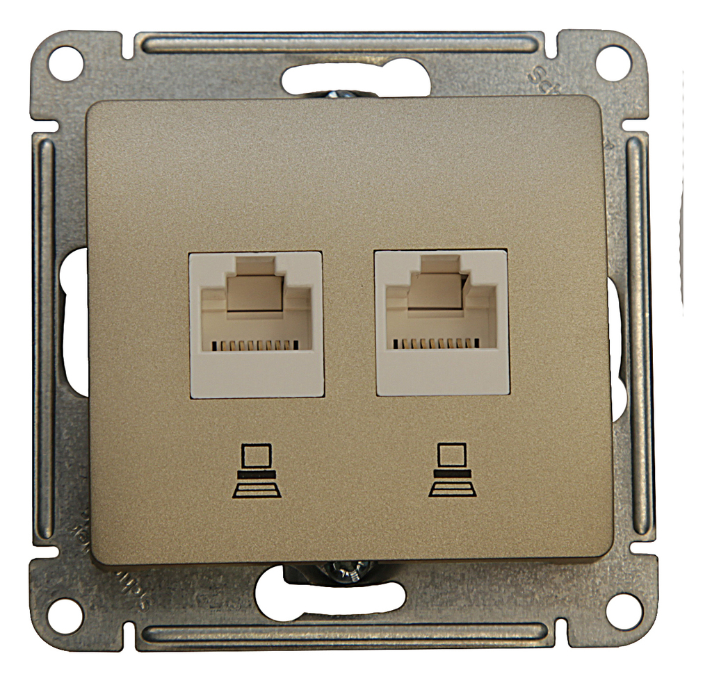 

Розетка RJ-45+RJ-45 скрытый монтаж категория 5e, механизм без рамки, титан, Schneider Electric GLOSSA (GSL000485KK)