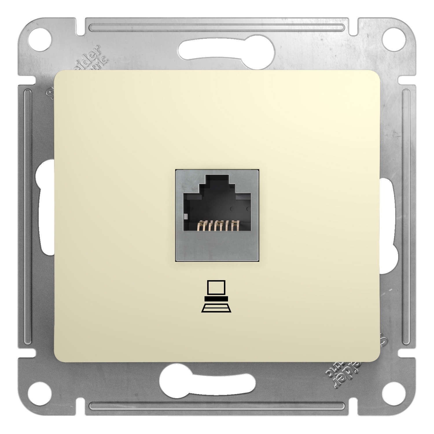 

Розетка RJ-45 скрытый монтаж категория 5e, механизм без рамки, титан, Schneider Electric GLOSSA (GSL000481K)