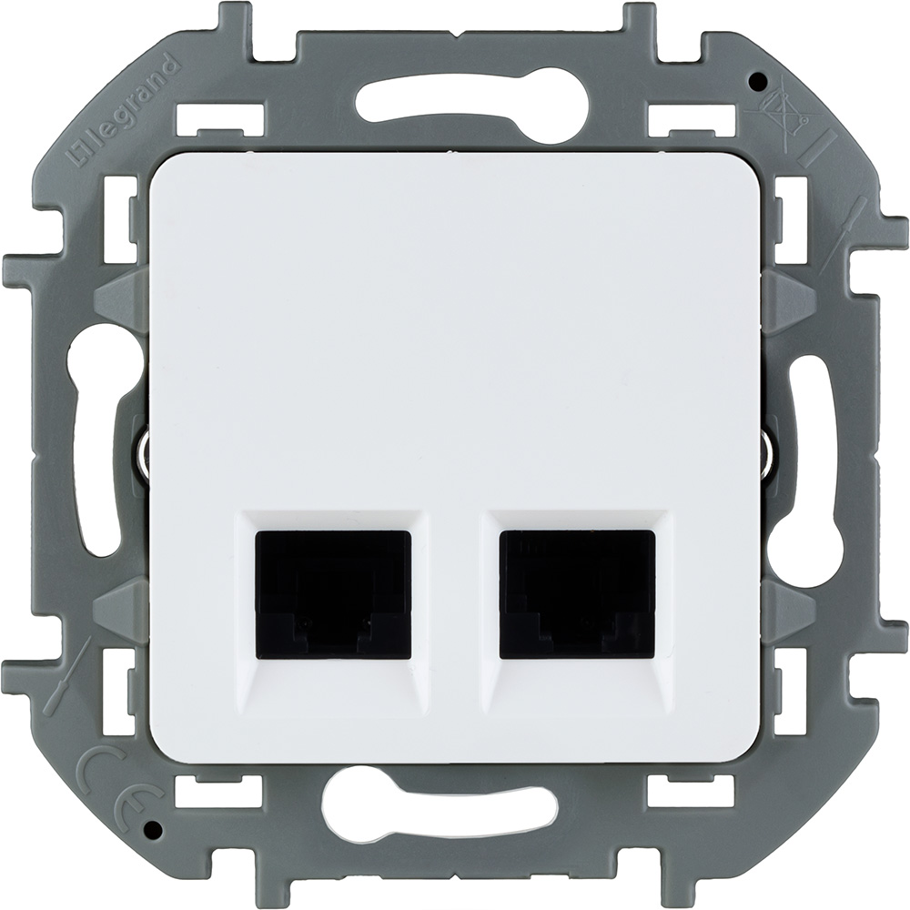 

Розетка RJ-45+RJ-45 скрытый монтаж категория 6, механизм без рамки, белый, Legrand Inspiria (673840)