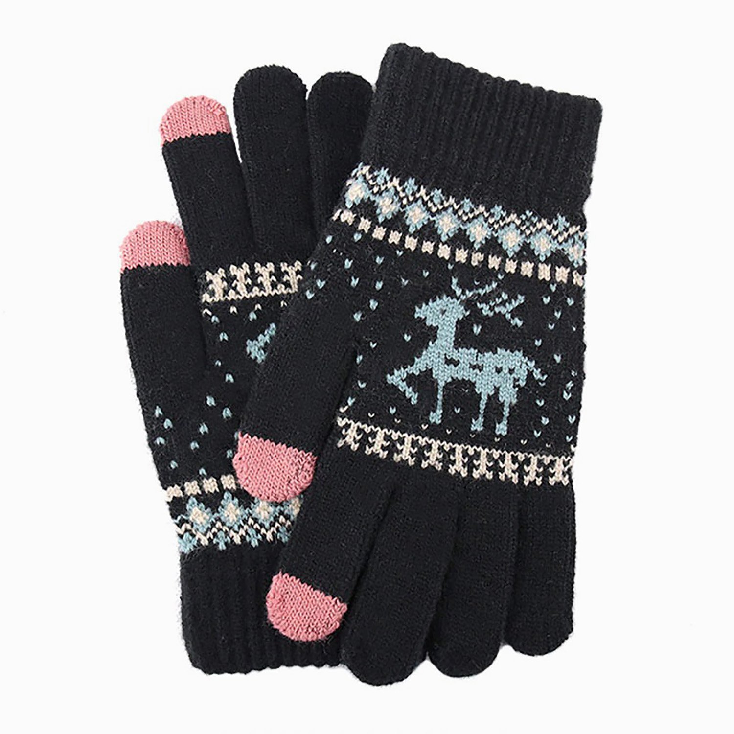 

перчатки Fashion, для сенсорных экранов, с принтом оленя (black) (123213)