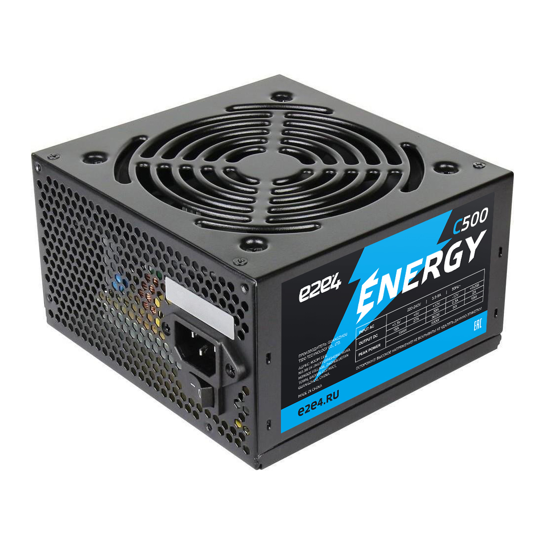 

Блок питания 500 Вт ATX e2e4 C500 ENERGY, 120 мм, Черный, C500 ENERGY