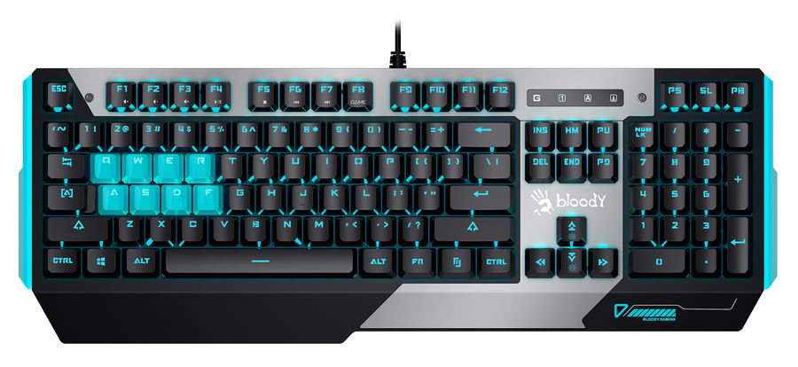 

Клавиатура проводная A4Tech Bloody B865, механическая, LK Blue, подсветка, USB, серый/черный (B865 ICE BLUE), Bloody B865