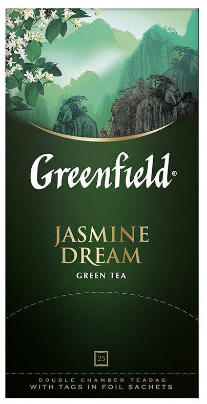 

Чай в пакетиках зеленый Greenfield Jasmine Dream, 25шт.x2г, жасмин (0373-10), Jasmine Dream