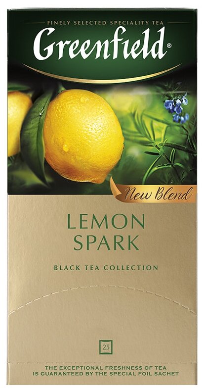

Чай в пакетиках черный Greenfield Lemon Spark, 25шт.x1.5г, лимон (0711-10), Lemon Spark