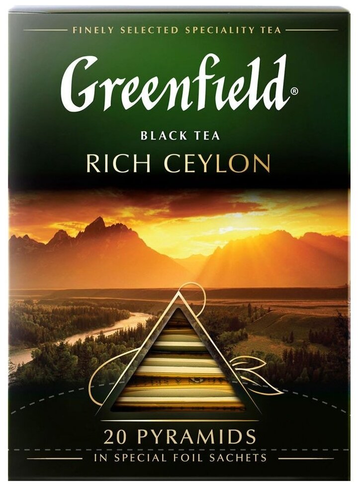 

Чай в пакетиках черный Greenfield Rich Ceylon пирамидка, 20шт.x2г (0898-08), Rich Ceylon