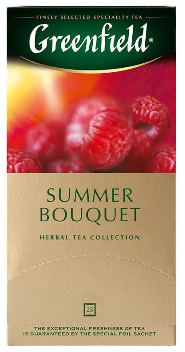 

Чай в пакетиках травяной (красный) Greenfield Summer Bouquet, 25шт.x2г, малина/шиповник (0433-10), Summer Bouquet