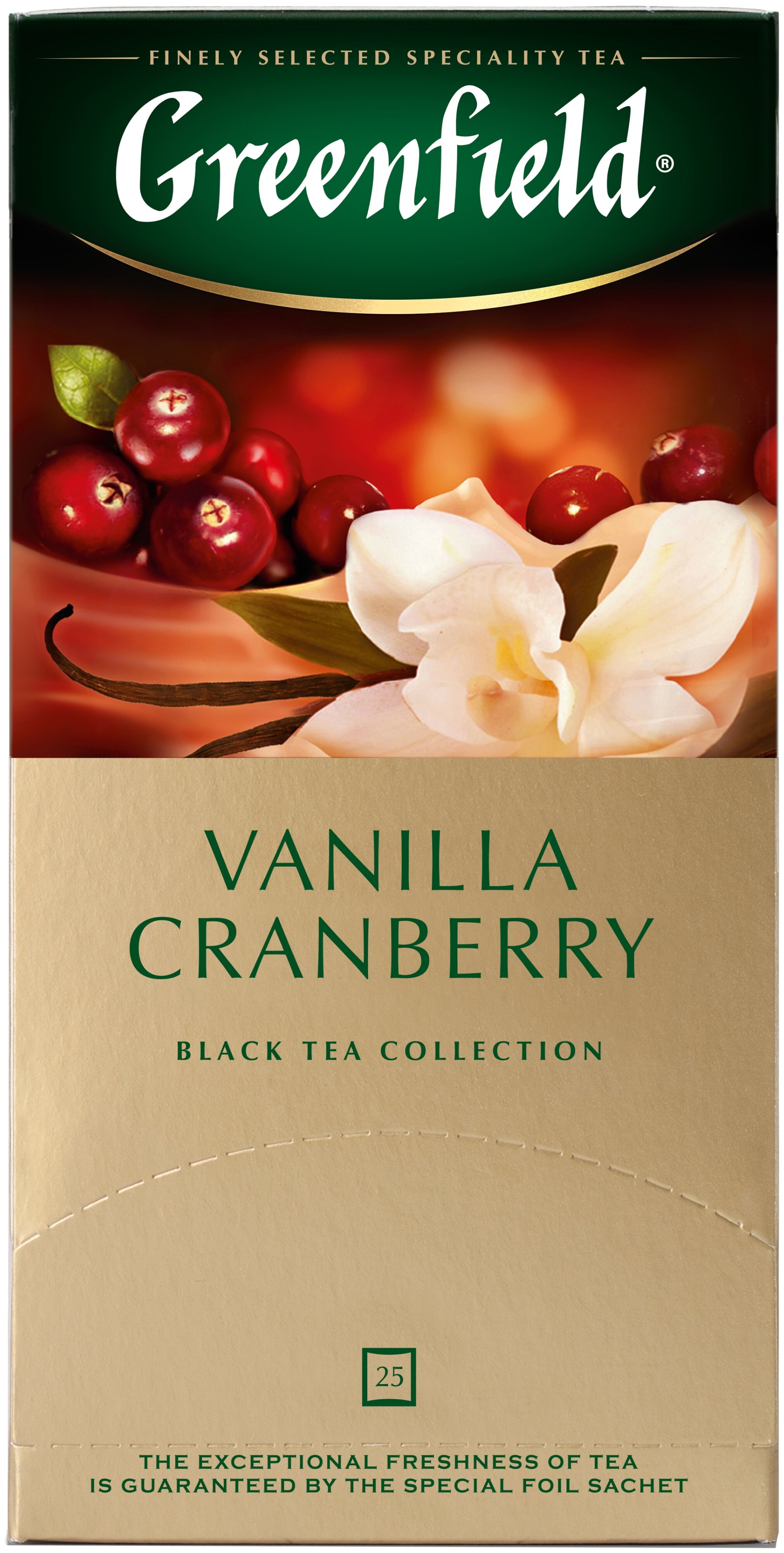 

Чай в пакетиках черный Greenfield Vanilla Cranberry, 25шт.x1.5г, ваниль/клюква (1118-10), Vanilla Cranberry