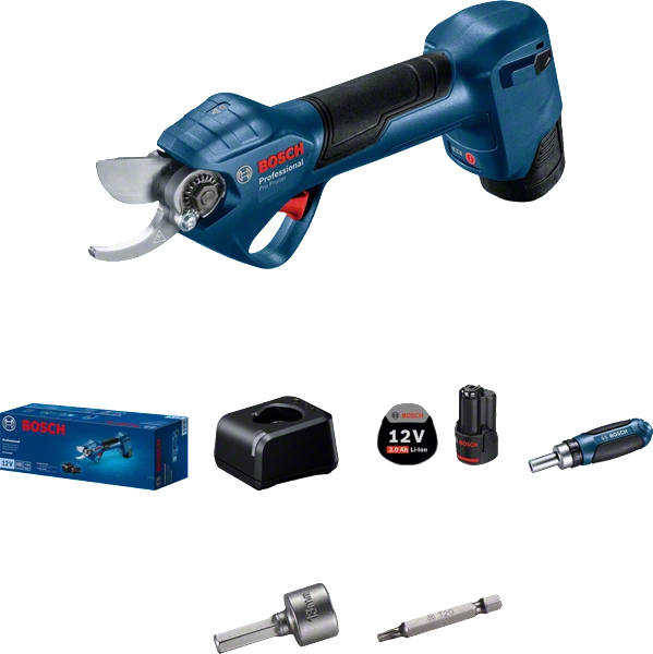 

Секатор BOSCH Pro Pruner, аккумуляторный, Li-Ion, 3 А·ч, 12В, длина лезвия 5см, 800г (06019K1021), Pro Pruner