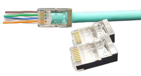 Коннектор RJ-45 8P8C категория 5e, экранированный, Hyperline (PLEZ-8P8C-U-C5-SH)