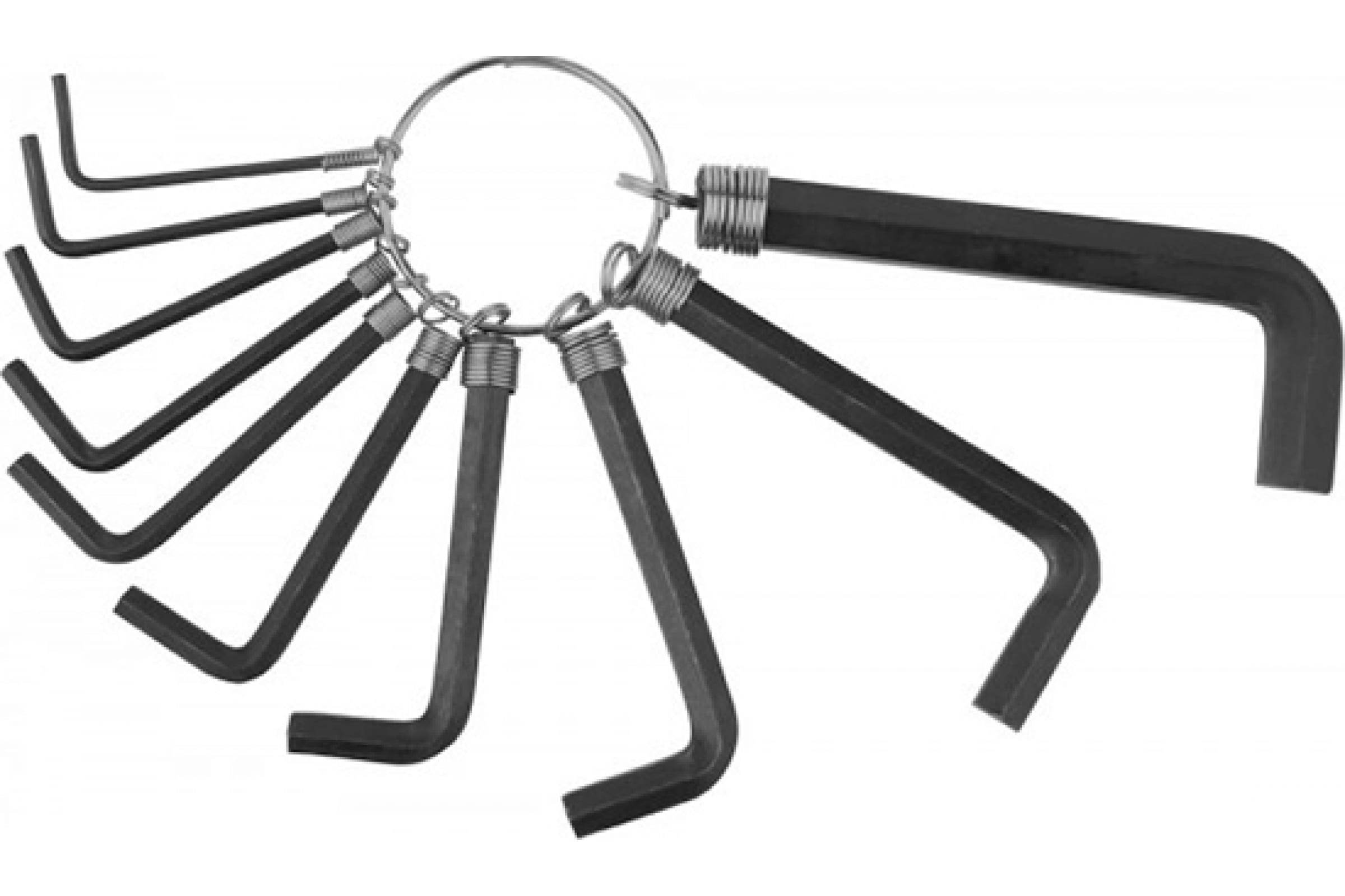 Набор имбусовых (шестигранных) ключей, предметов в наборе: 10шт., углеродистая сталь, ключи: имбусовые - 10шт., DEXX (27403-H10) - фото 1