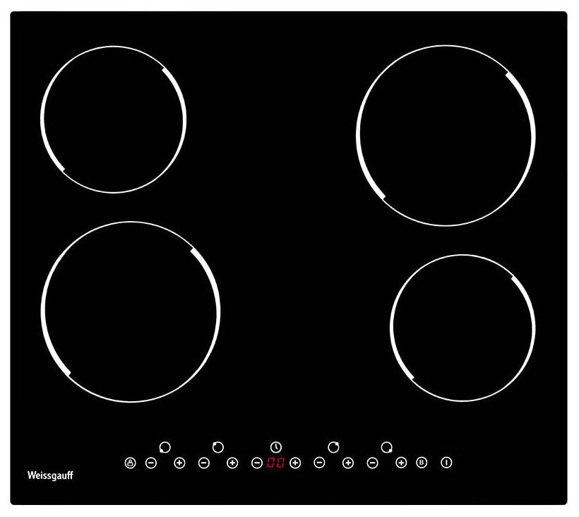 

Электрическая варочная панель WEISSGAUFF HV 640 B 4 конфорки, черный (330 587), Черная, HV 640 B