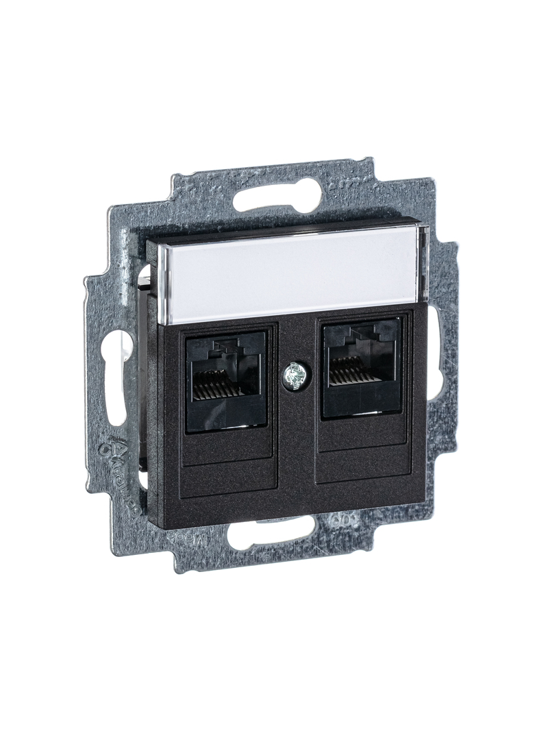 

Розетка RJ-45+RJ-45 скрытый монтаж категория 5e, механизм без рамки, антрацит, ABB (2CHH295118A6063), 0